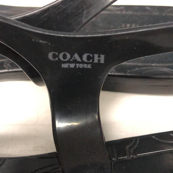 Authentic Coach Piccadilly 7 B Black Plastic Ankle Strap Flip Flop Jelly Sandals - Picture 6 of 8